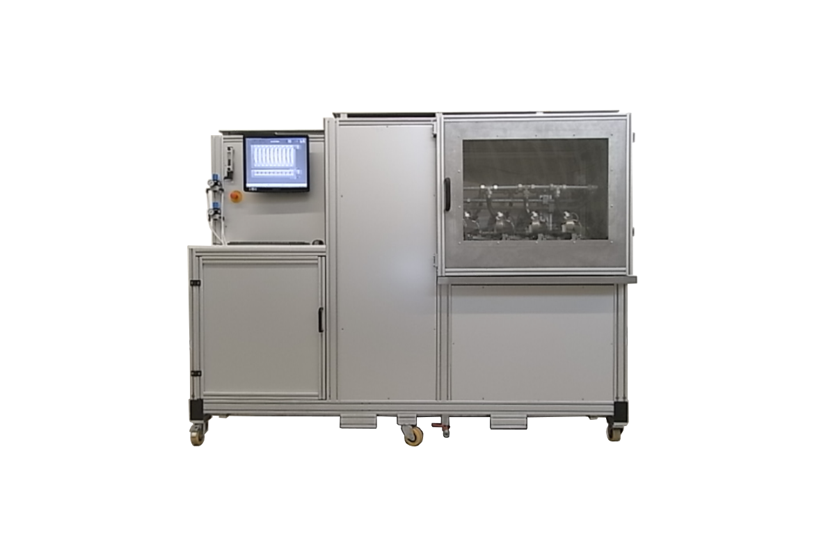thermal shock testbench with integrated chamber and panel for operating and visualisation