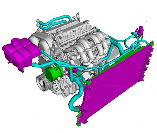 CAD representation of cooling circuit components
